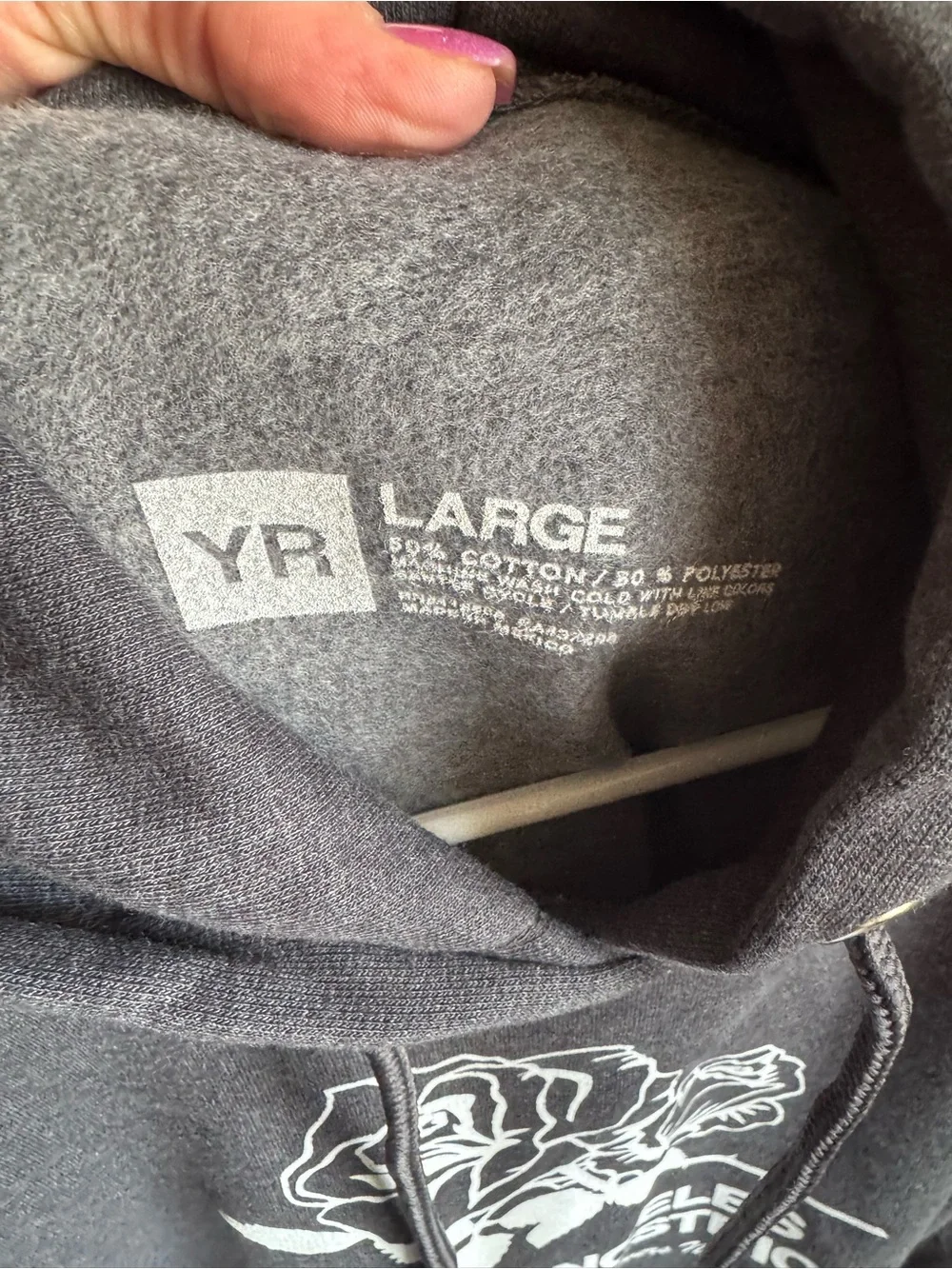 Los Angeles Flower District Charcoal Gray Graphic Hoodie, Size Large